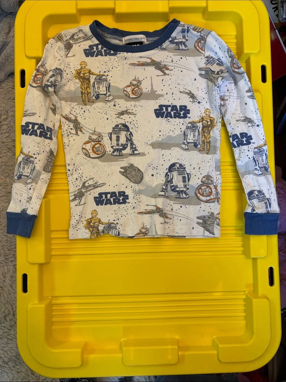 Star Wars White and Blue Kids Pajama Set with Character Prints